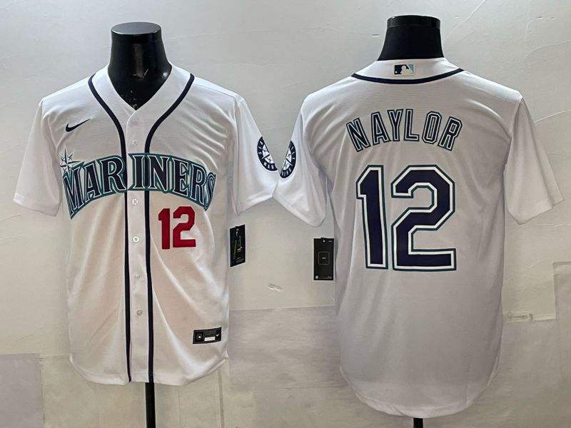 Men 2025 Nike Seattle Mariners #12 Naylor White Game MLB Jersey 02->seattle mariners->MLB Jersey